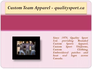 Custom Team Apparel - qualitysport.ca