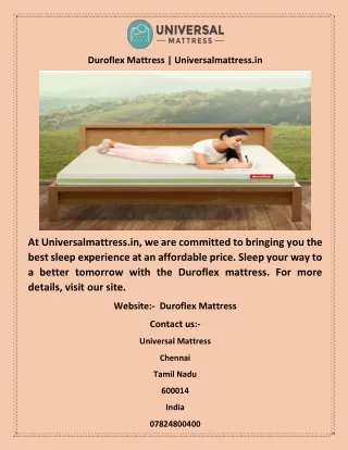 Duroflex Mattress | Universalmattress.in