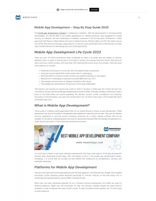 Mobile App Development Complete Guide -Mobile App Development company