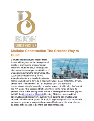 Modular Construction The Greener Way to Build
