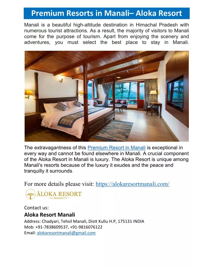premium resorts in manali aloka resort