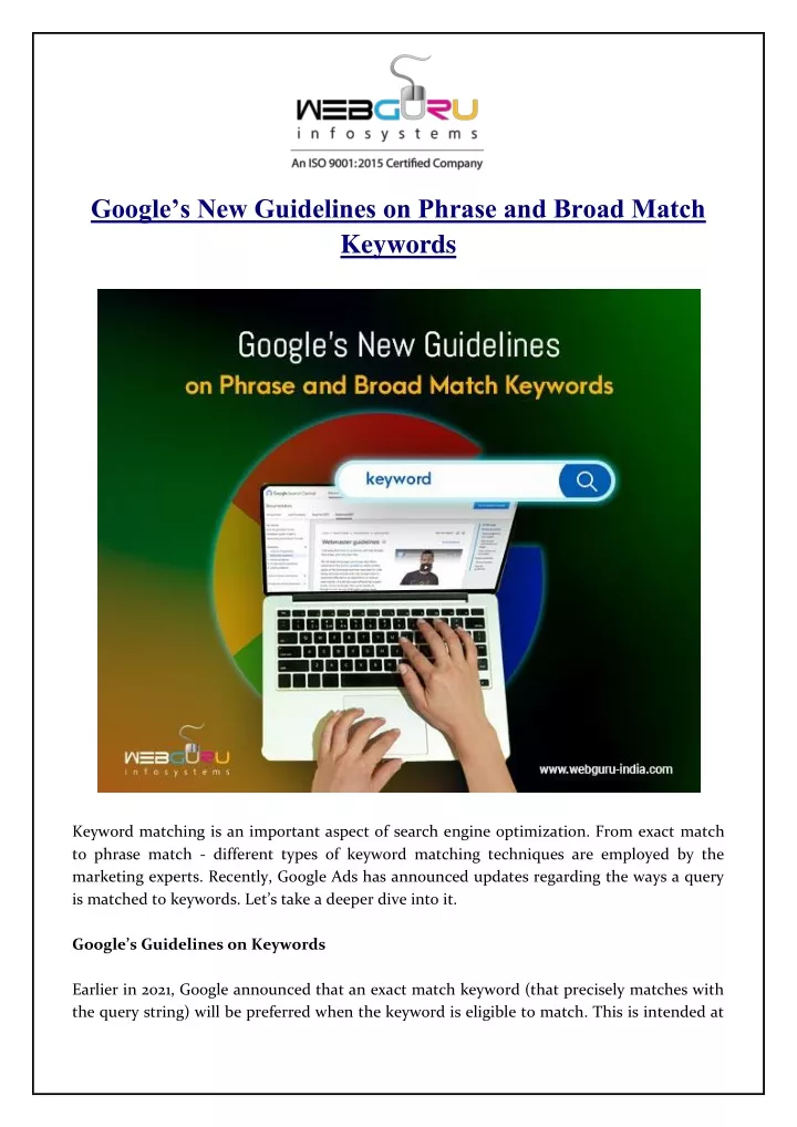 google s new guidelines on phrase and broad match