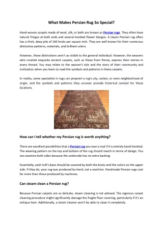what makes persian rug so special