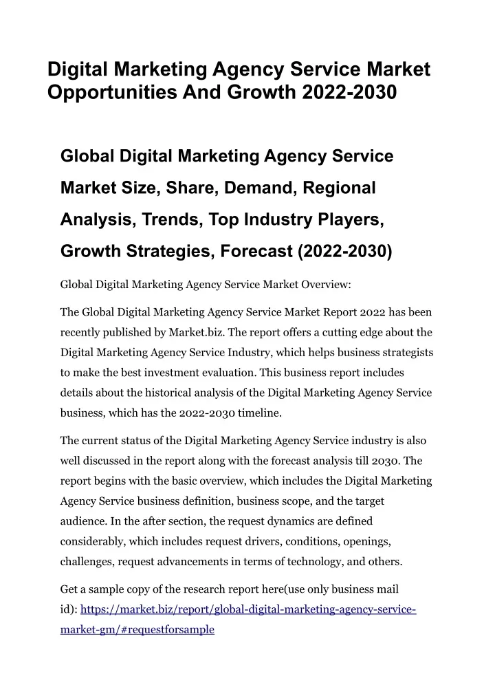 digital marketing agency service market