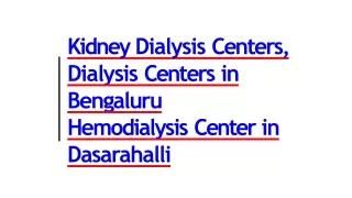 Eesha Dialysis Centers | Dialysis Centers in Bengaluru