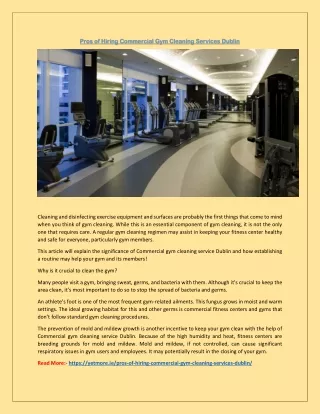 Pros of Hiring Commercial Gym Cleaning Services Dublin