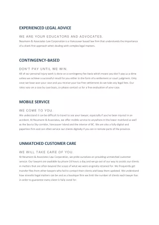 EXPERIENCED LEGAL ADVICE