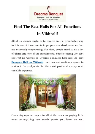 Banquet Hall in Vikhroli Call-9819120780