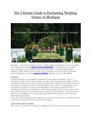 The Ultimate Guide to Enchanting Wedding Venues in Michigan