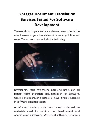 Services for Document Translation Suitable for Software Development in 3 Stages