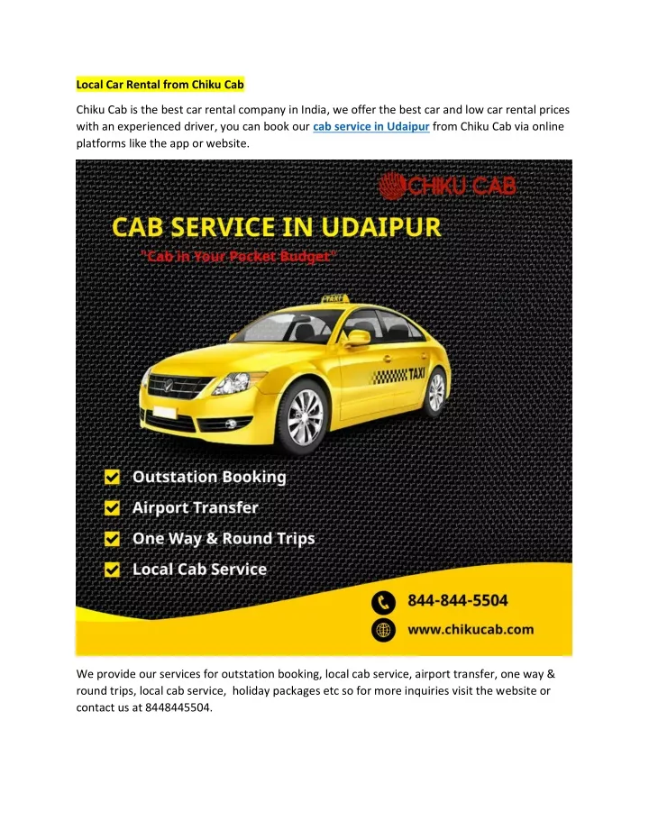 local car rental from chiku cab