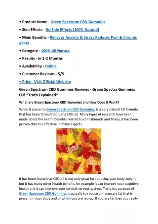 Green Spectrum CBD Gummies Scam Exposed Pros, Cons, Working & Peak
