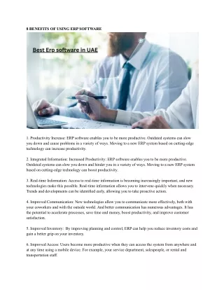 8 benefits of using erp software