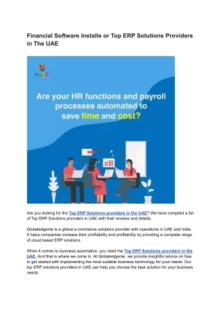 Financial Software Installe or Top ERP Solutions Providers in The UAE