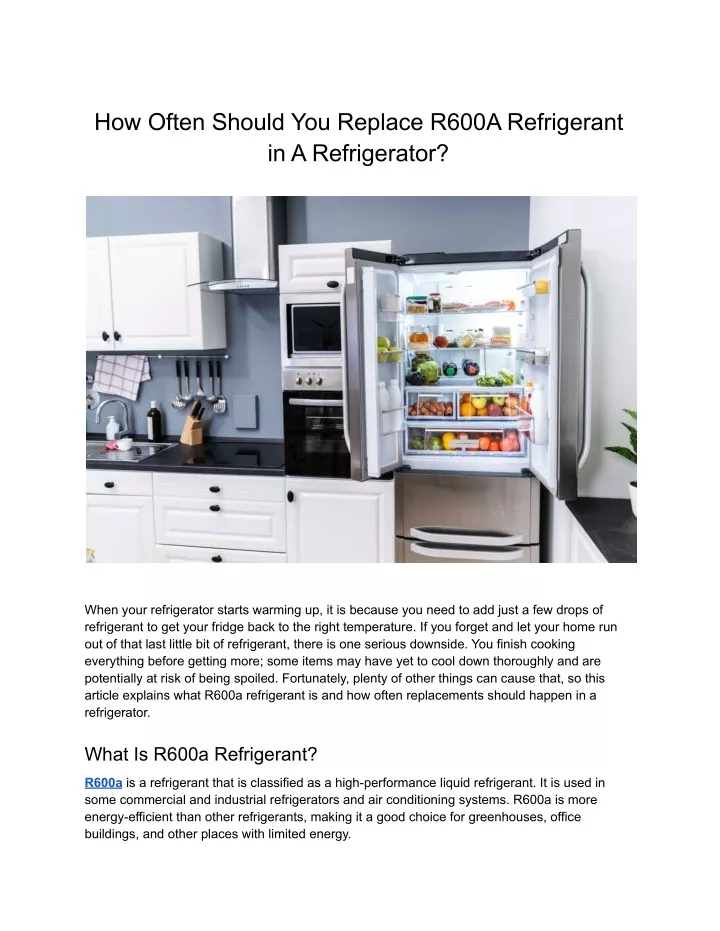 how often should you replace r600a refrigerant