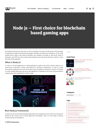 Node js – First choice for blockchain based gaming apps