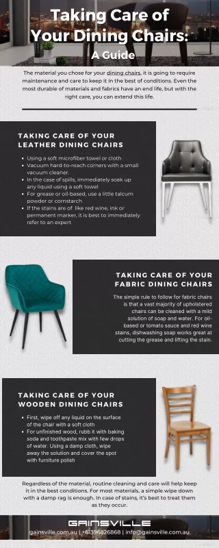 Taking Care of Your Dining Chairs: A Guide