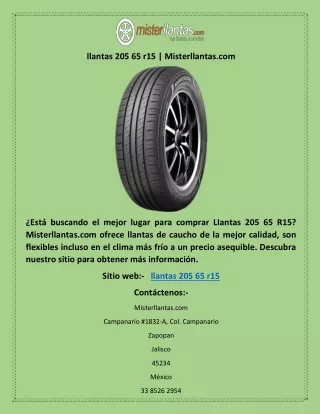 llantas 205 65 r15 | Misterllantas.com