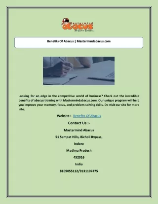 benefits of abacus mastermindabacus com