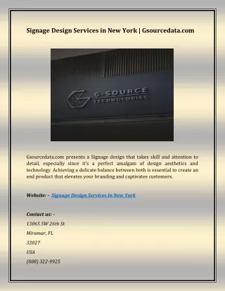 Signage Design Services in New York | Gsourcedata.com