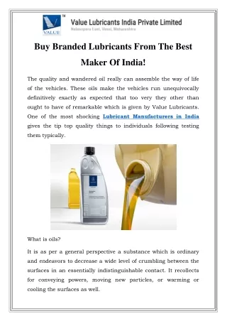 Lubricant Manufacturers in India Call-9323735265