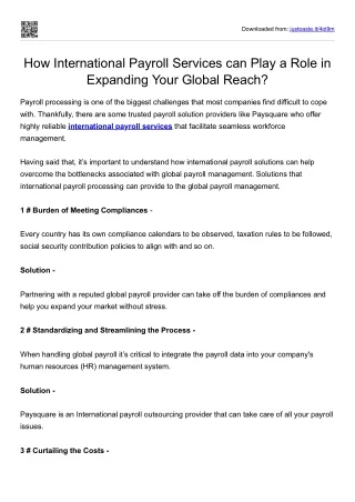 How International Payroll Services can Play a Role in Expanding Your Global Reach
