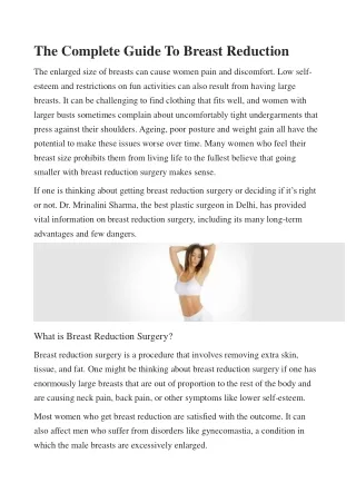 The Complete Guide To Breast Reduction
