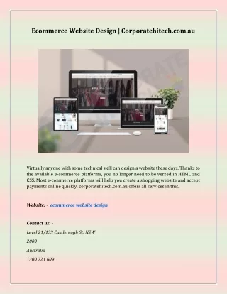 Ecommerce Website Design | Corporatehitech.com.au