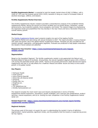 fertility supplements market is expected to hold