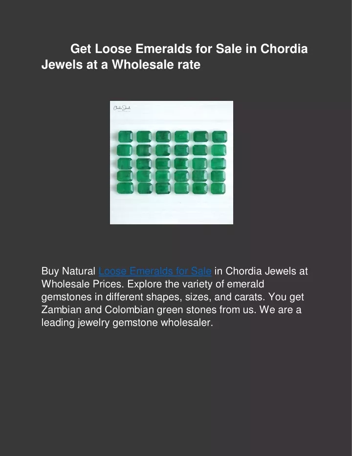 get loose emeralds for sale in chordia jewels
