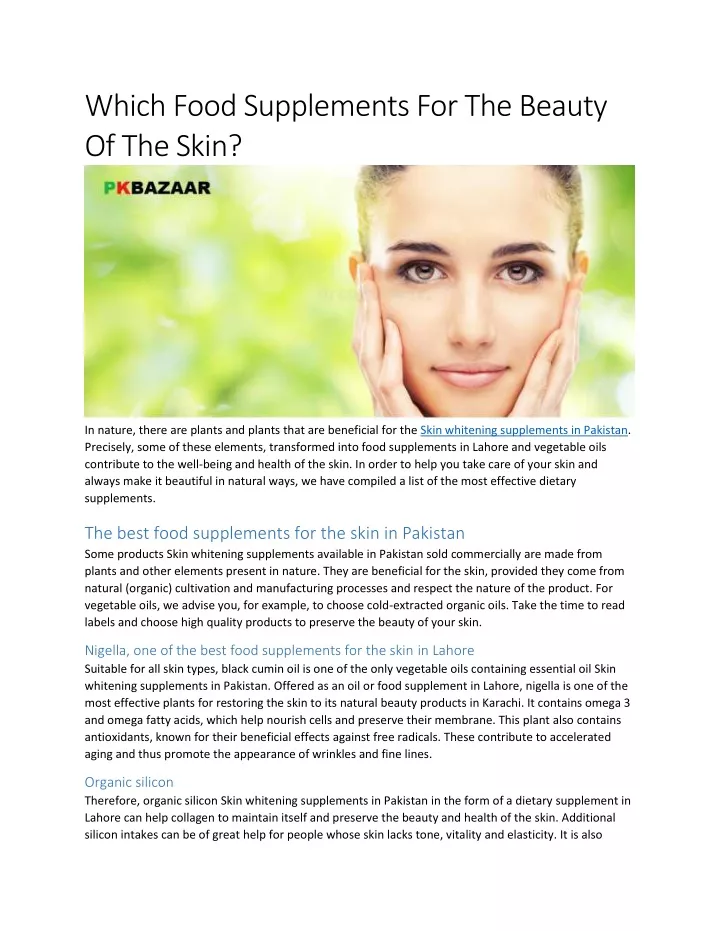 which food supplements for the beauty of the skin