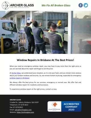 Window Repairs In Brisbane At The Best Prices!