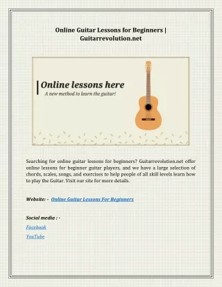 Online Guitar Lessons for Beginners | Guitarrevolution.net