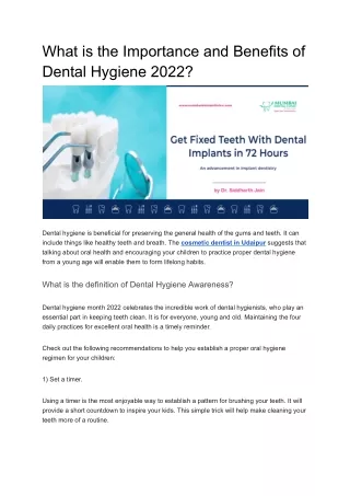 What is the Importance and Benefits of Dental Hygiene 2022