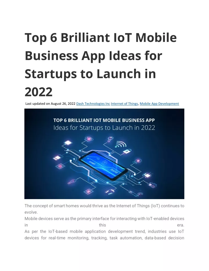 top 6 brilliant iot mobile business app ideas