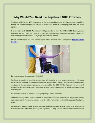 Why Would You Need the Registered NDIS Provider