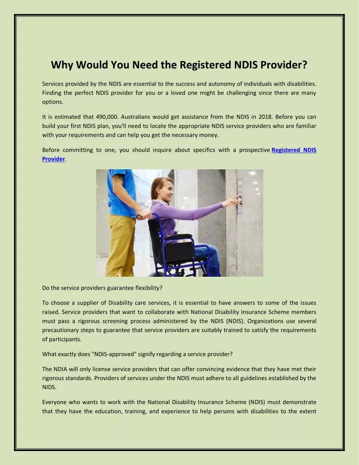 why would you need the registered ndis provider