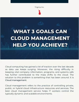What 3 Goals Can Cloud Management Help You Achieve?