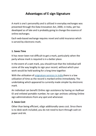 advantages of e sign signature a mark