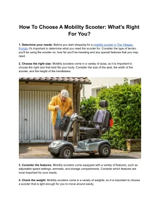 how to choose a mobility scooter what s right
