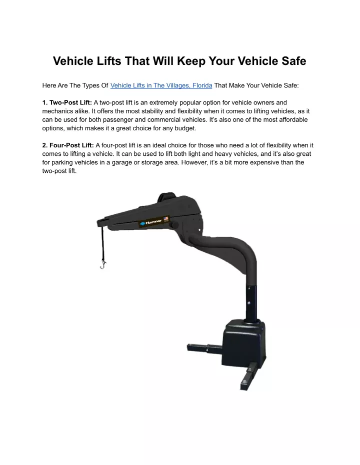 vehicle lifts that will keep your vehicle safe