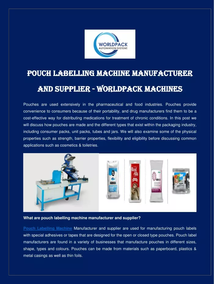 pouch labelling machine manufacturer pouch