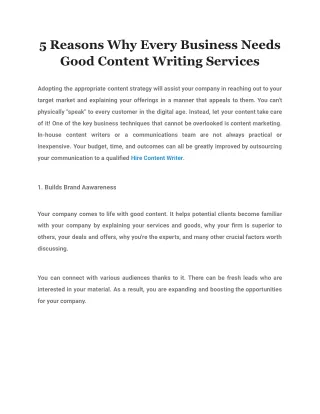 5 reasons why every business needs good content