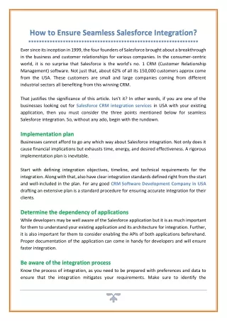 How to Ensure Seamless Salesforce Integration?