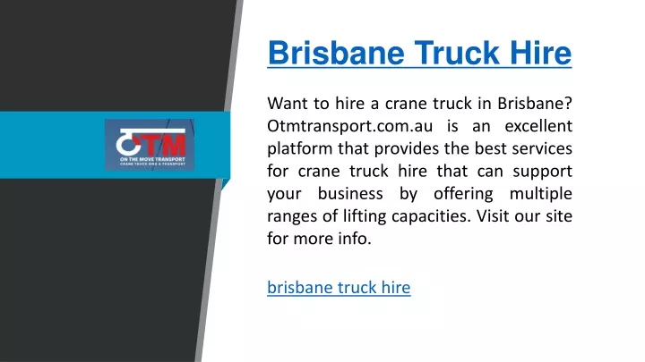 brisbane truck hire