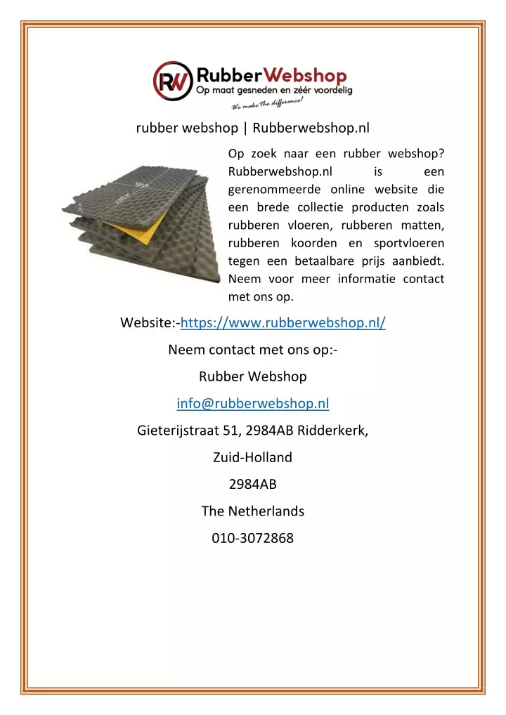 rubber webshop rubberwebshop nl