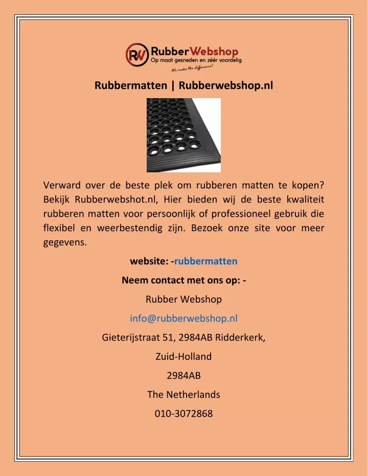 rubbermatten rubberwebshop nl