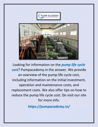 Pump Life Cycle Cost | Pumpacademy.in