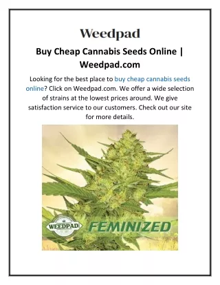 Buy Cheap Cannabis Seeds Online  Weedpad.com