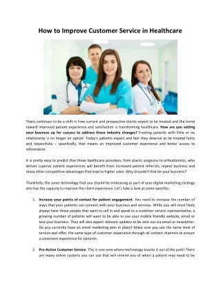 how to improve customer service in healthcare